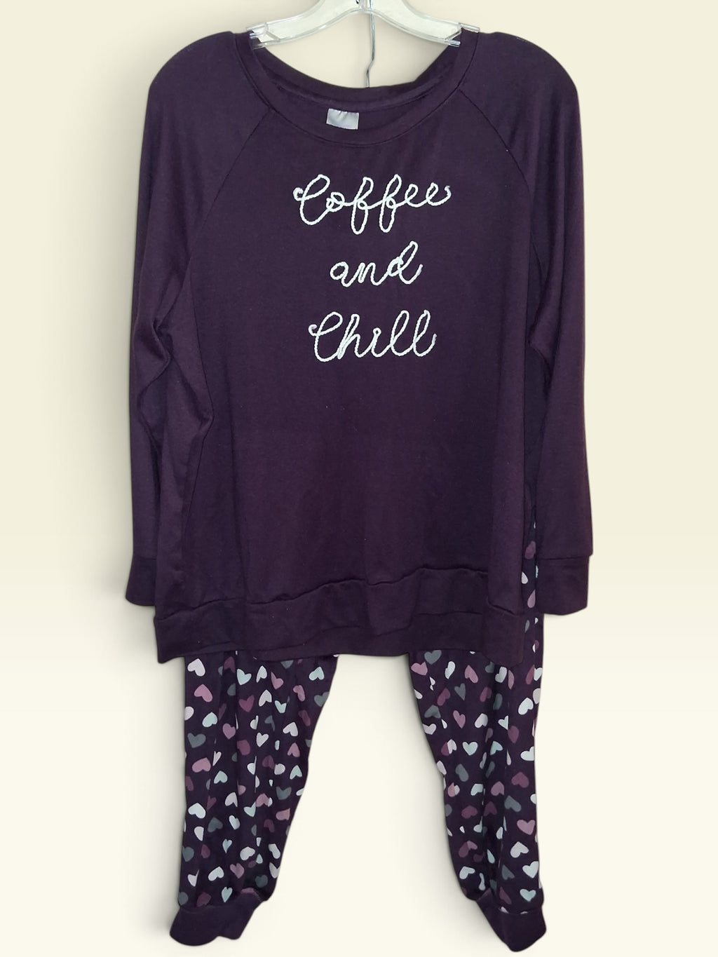 Secret Treasures “Coffee and Chill” Purple Pajama Set