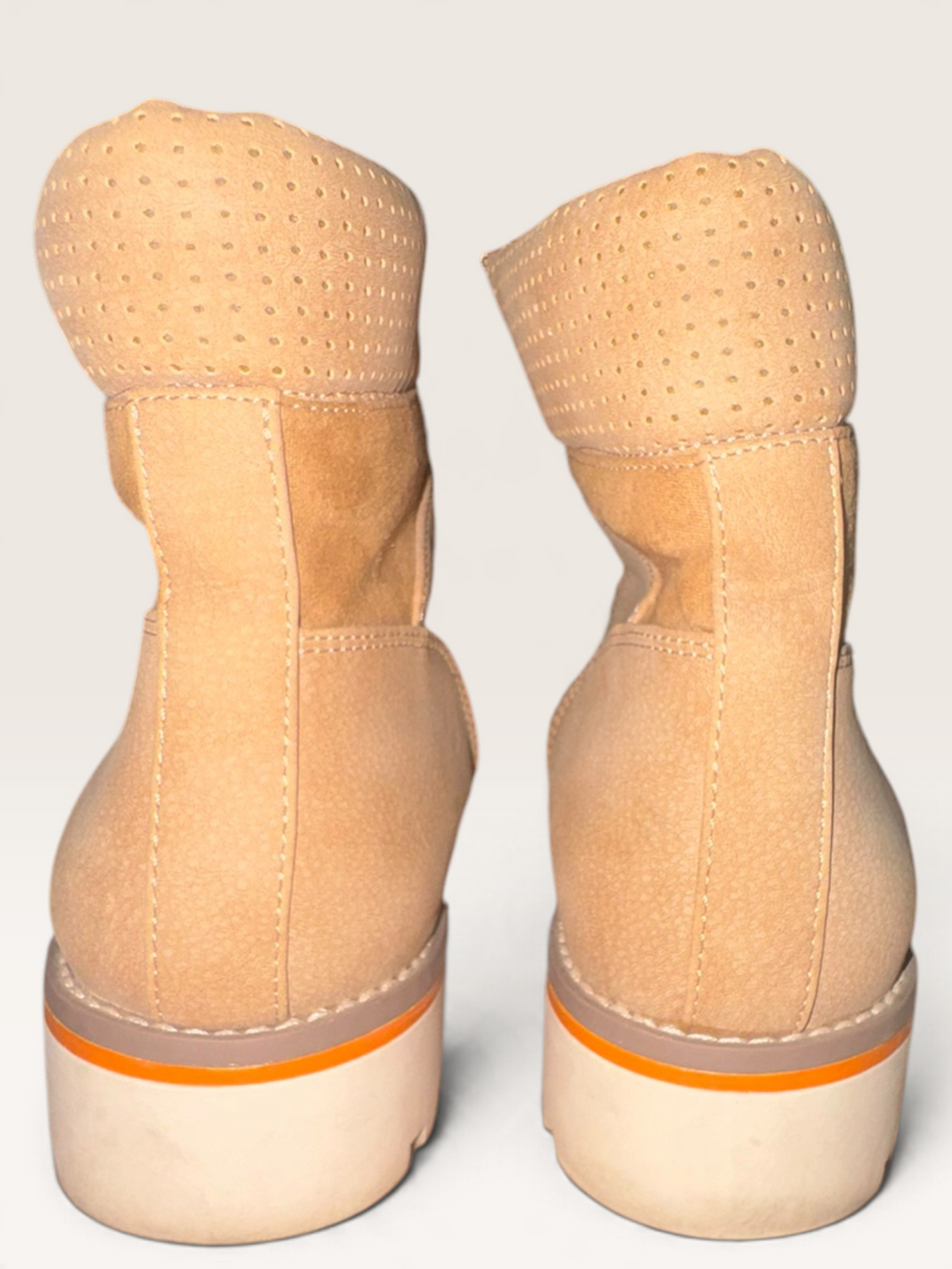 Tan Hiking-Style Ankle Boots with Colorful Laces