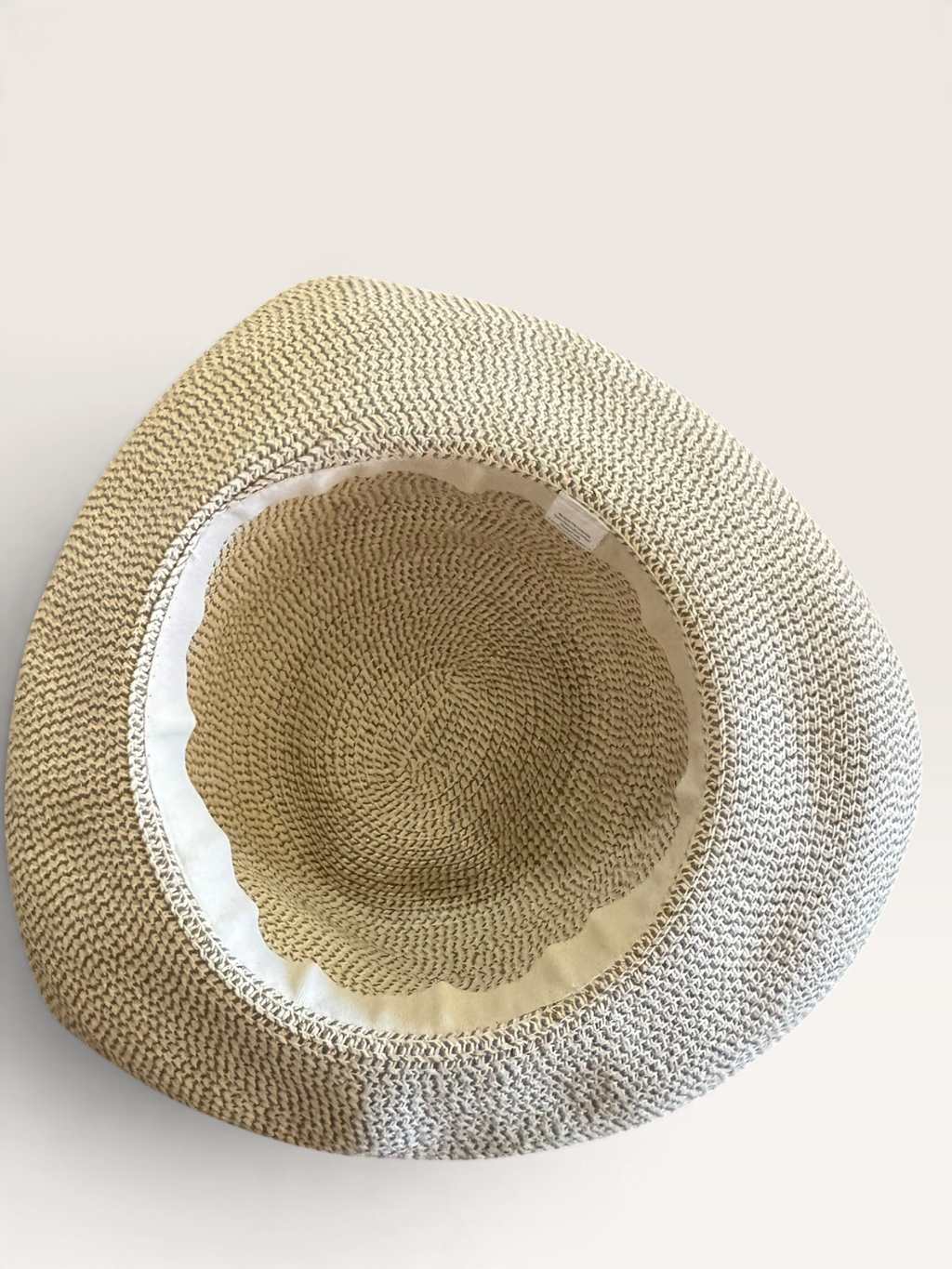 Natural-Tone Woven Hat with Rolled Brim