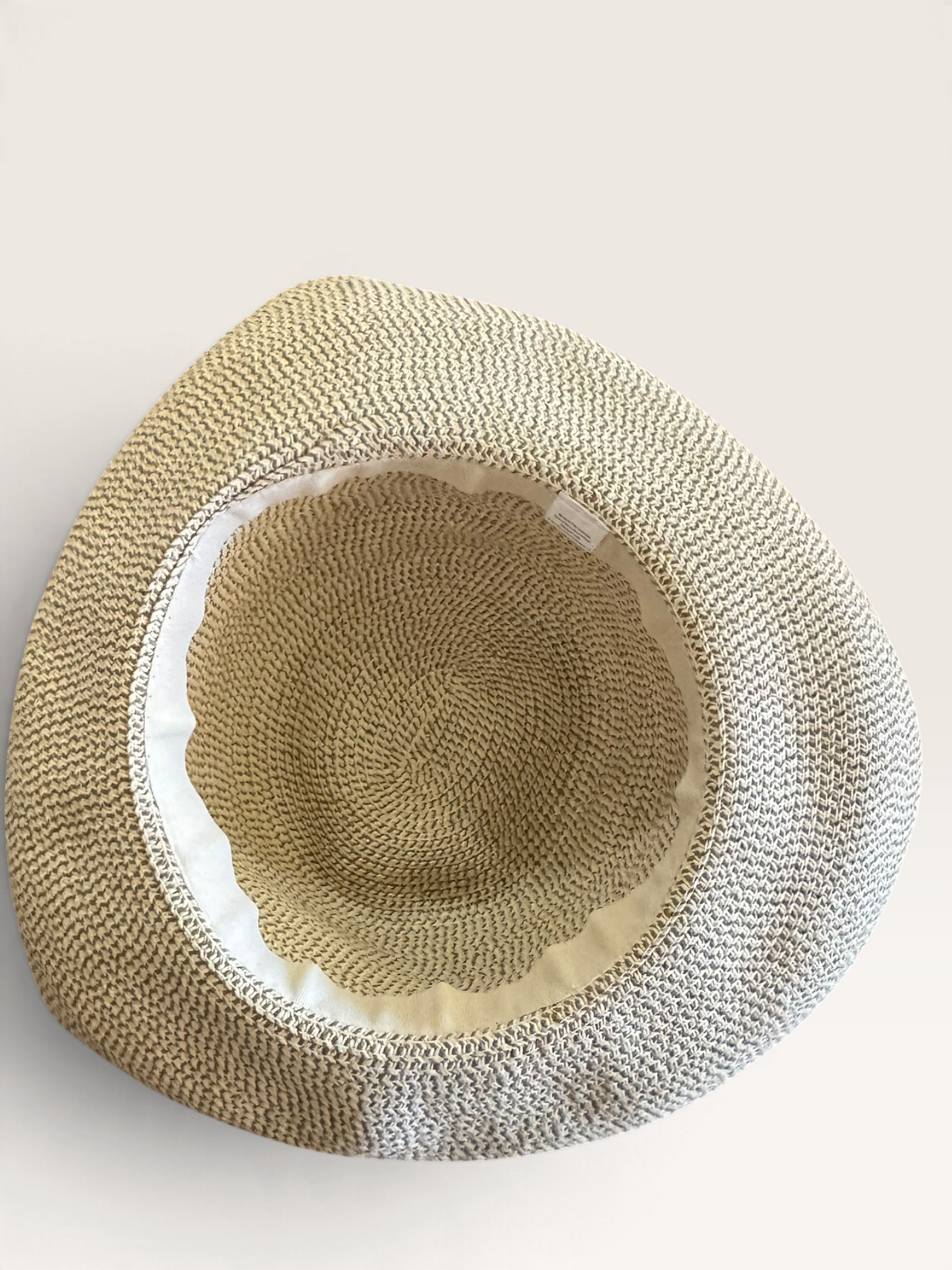 Natural-Tone Woven Hat with Rolled Brim