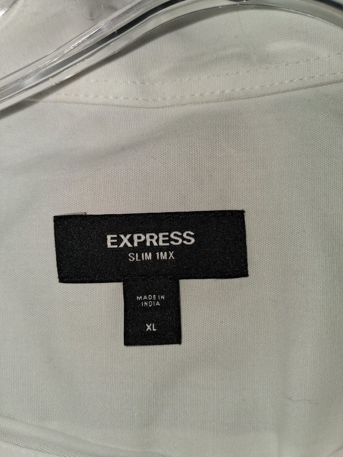 Express Slim 1MX Men's White Embroidered Dress Shirt