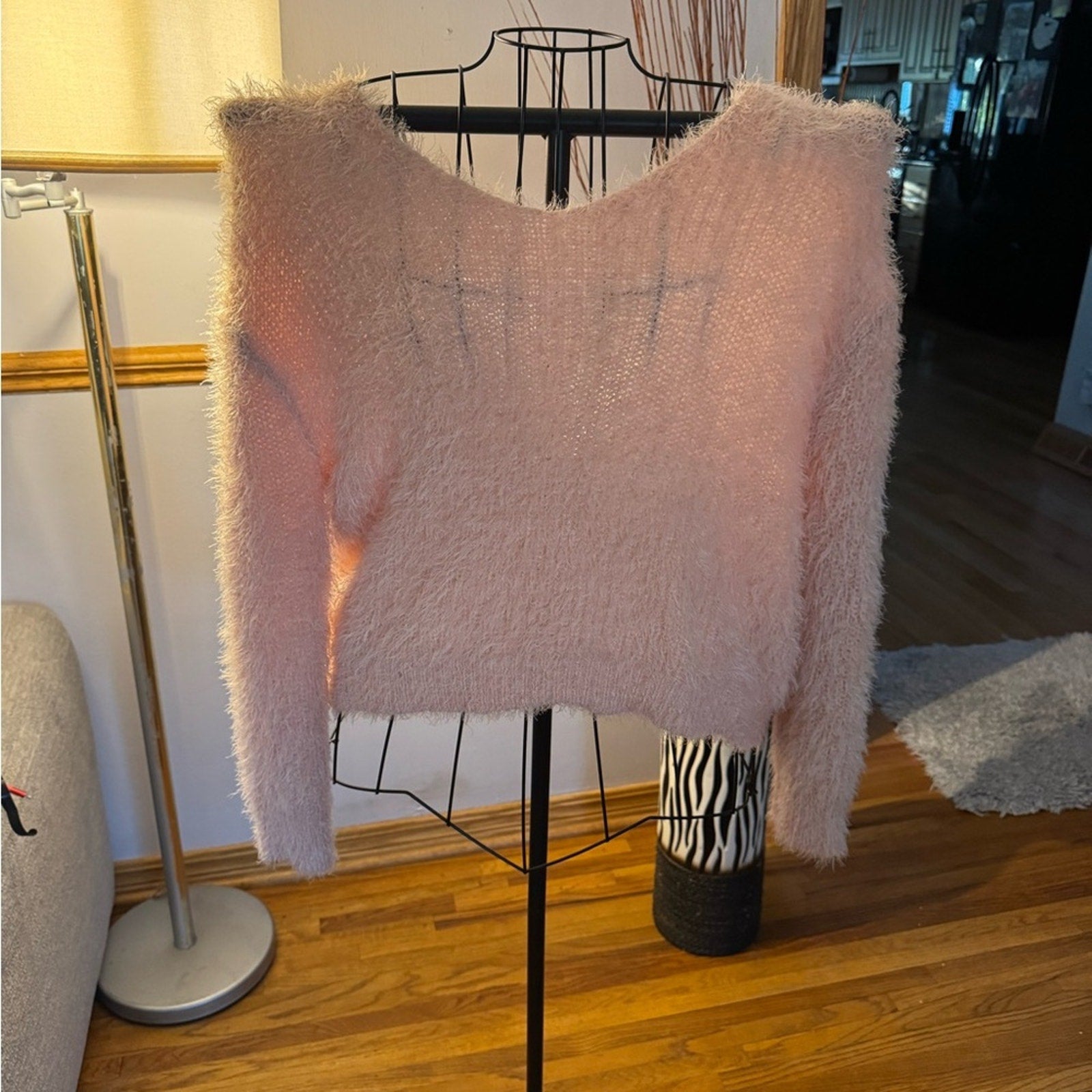 Chic Off-the-Shoulder Pink Sweater