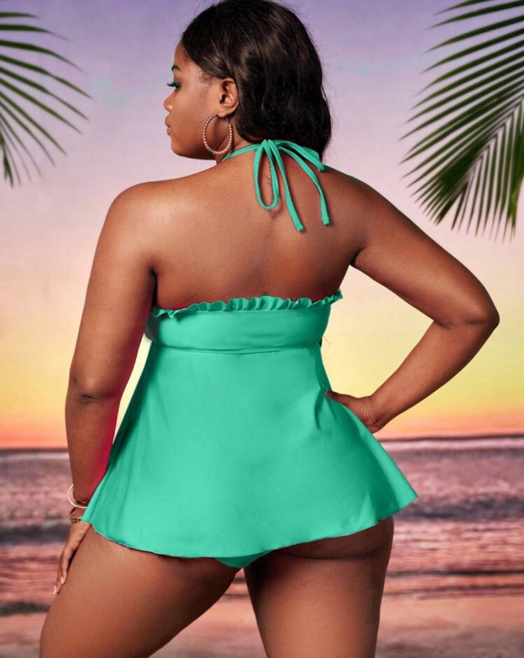 Emerald Green Halter Tankini