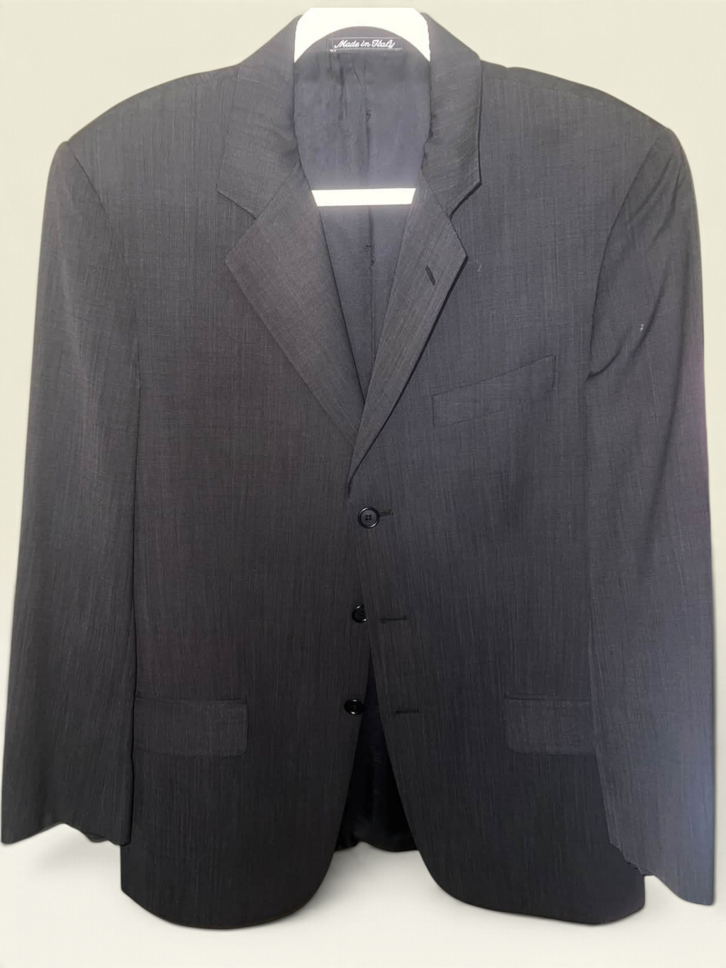 Valentino Uomo Charcoal Three-Button Blazer — Made in Italy — With COA