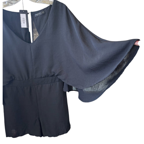 Black Flutter Sleeve Romper
