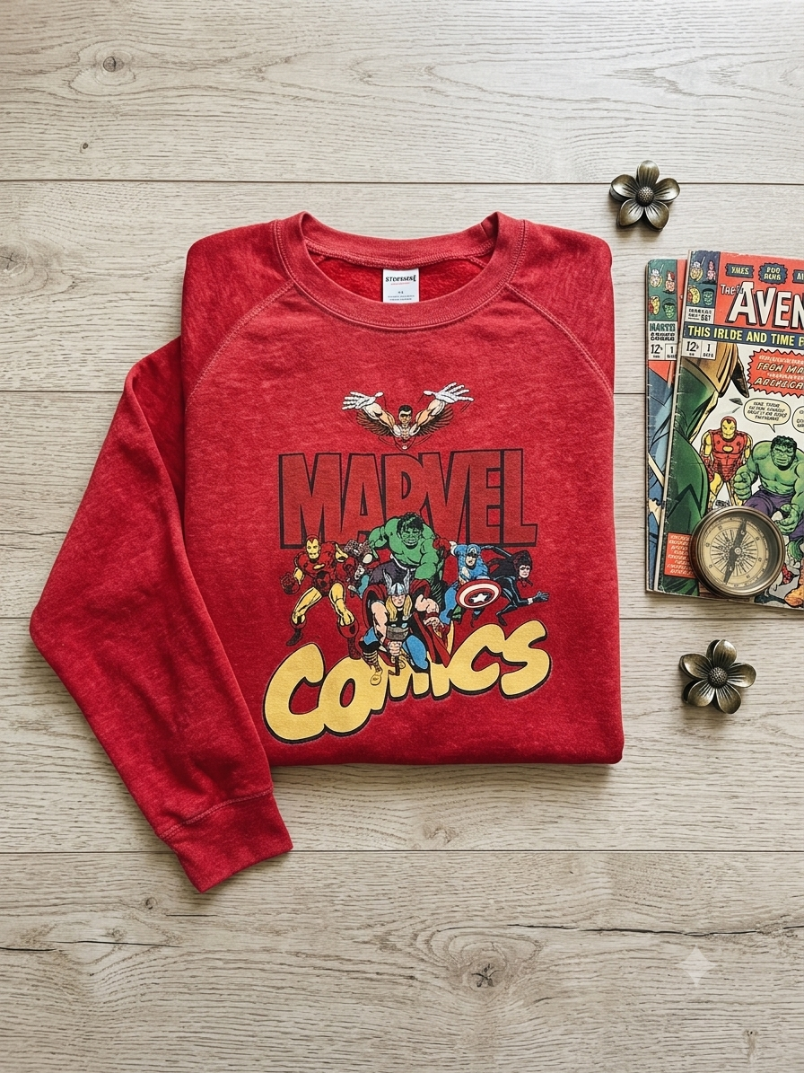 Marvel Comics Vintage Crewneck Sweatshirt Raglan Avengers Graphic