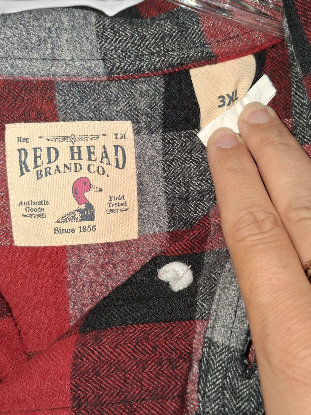 RedHead Brand Co. Men's Red Black & Gray Buffalo Plaid Flannel Shirt