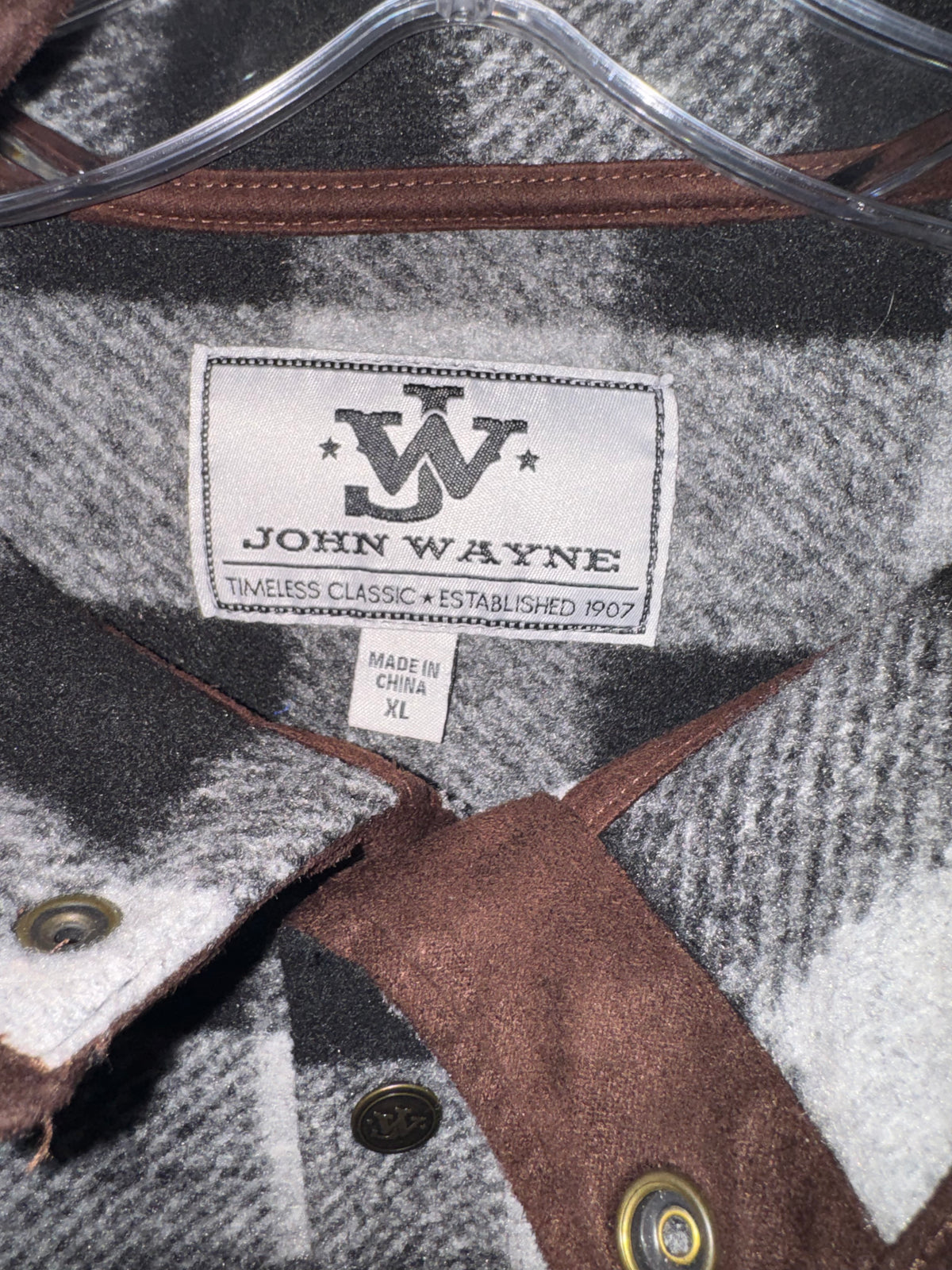 John Wayne Black & White Buffalo Plaid Fleece Pullover