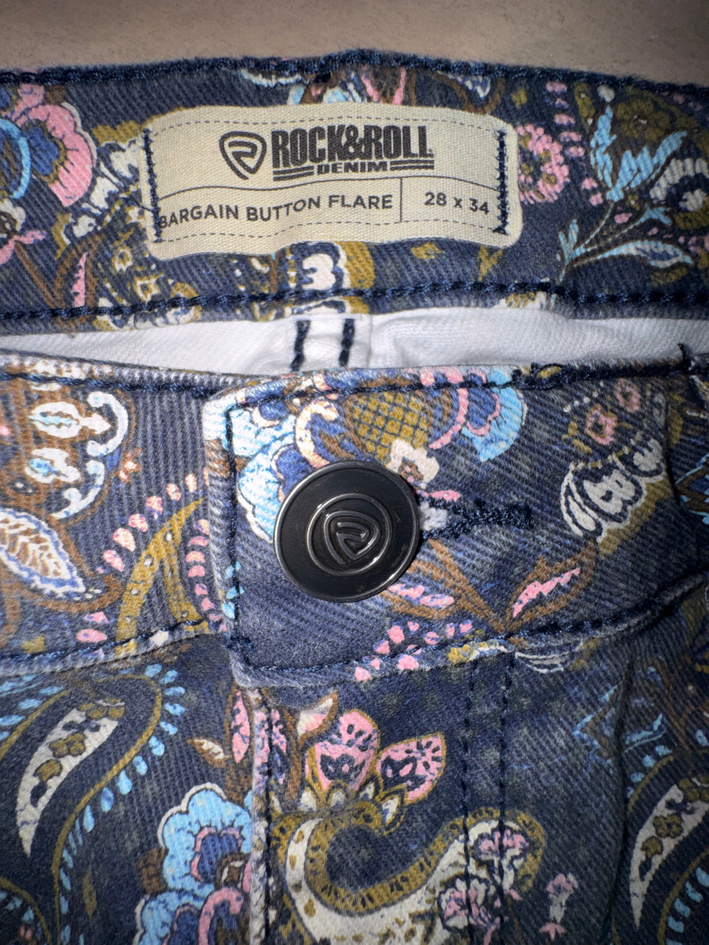 Rock & Roll Denim Paisley Bell Bottom Jeans