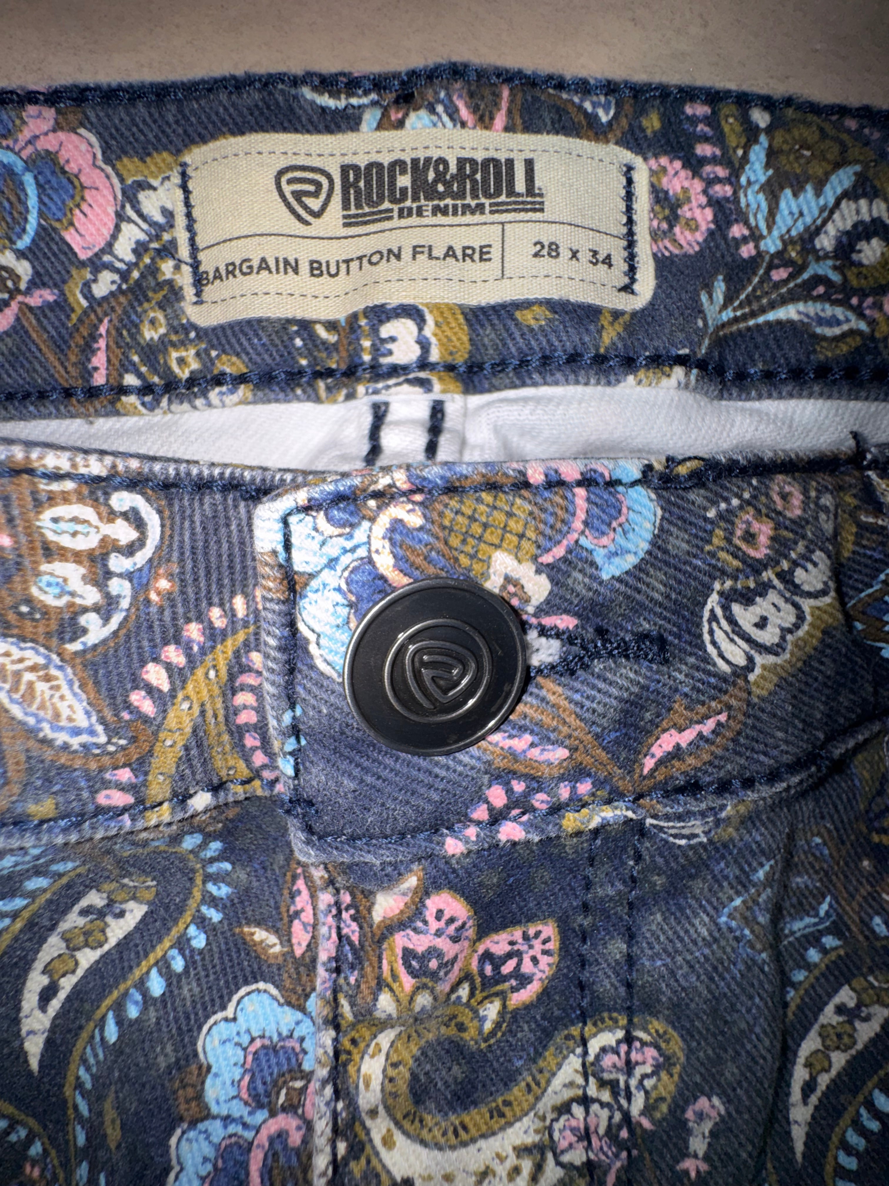 Rock & Roll Denim Paisley Bell Bottom Jeans