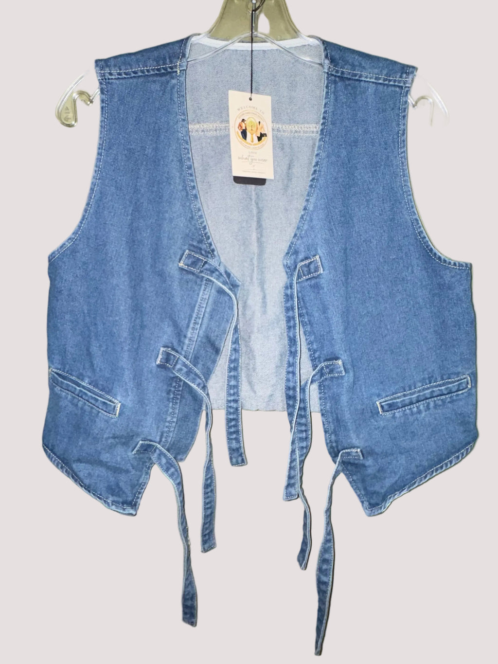 DAZY Blue Denim Tie-Front Vest