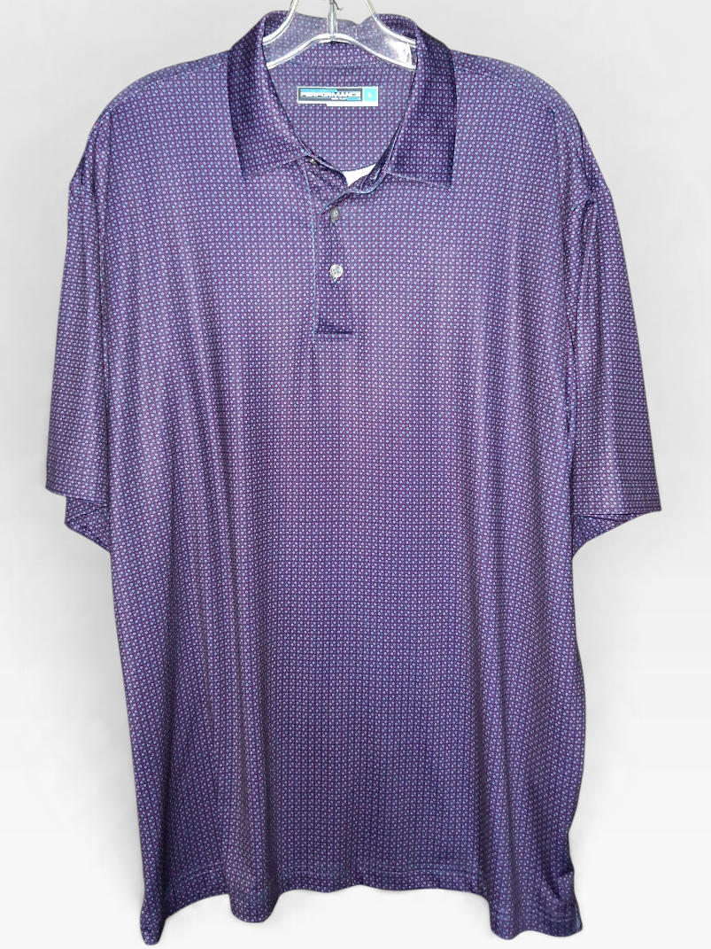 Roundtree & Yorke Performance Men's Purple Geometric Print Polo