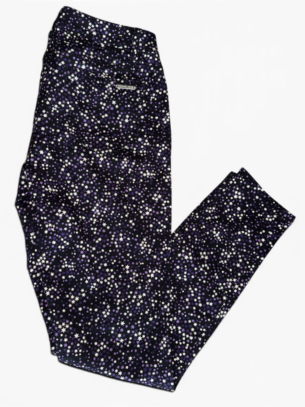 Michael Kors "Izzy Skinny" Purple & White Star Print Pants