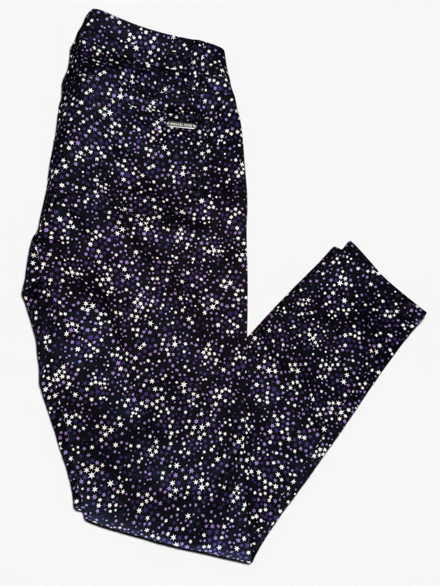 Michael Kors "Izzy Skinny" Purple & White Star Print Pants