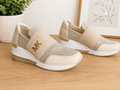 Michael Kors "Bodie" Cream & Gold Glitter Knit Slip-On Sneakers