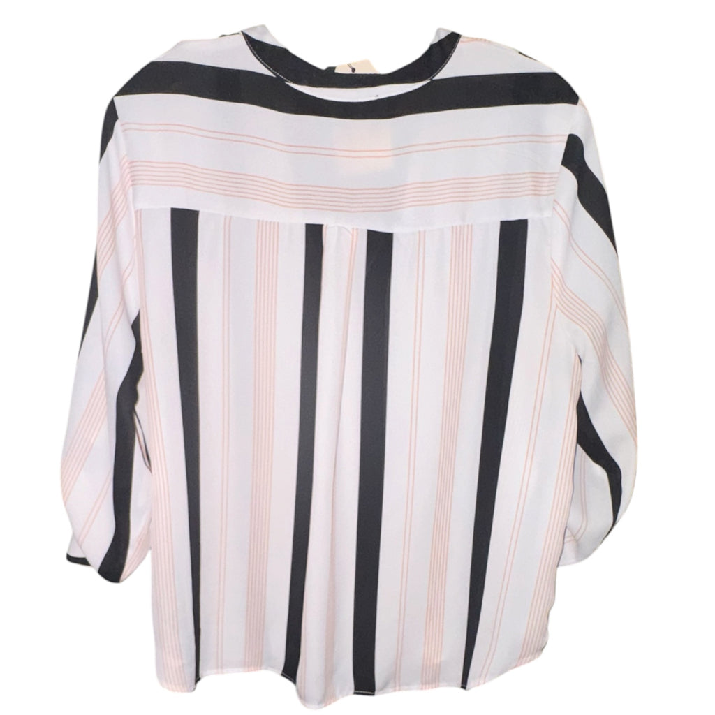 Ups & Downs Striped Roll-Tab Blouse