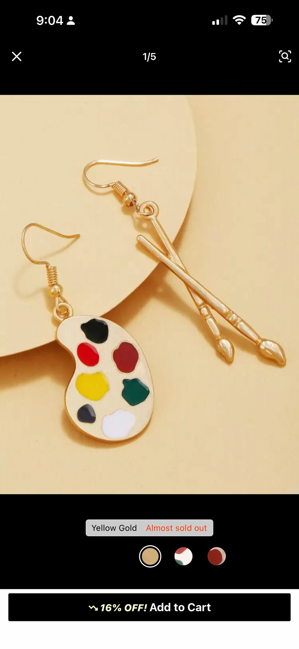 Artist Palette & Paintbrush Earrings