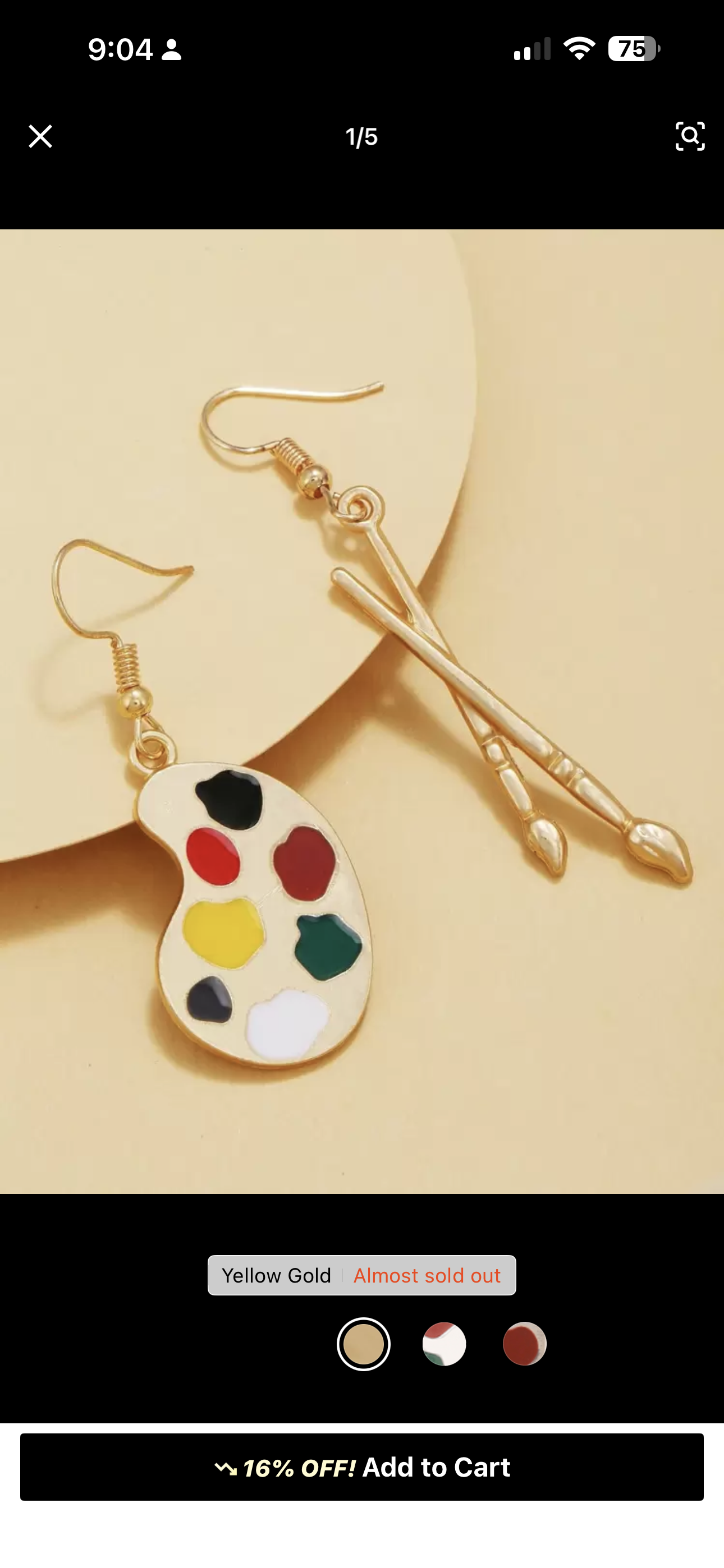 Artist Palette & Paintbrush Earrings