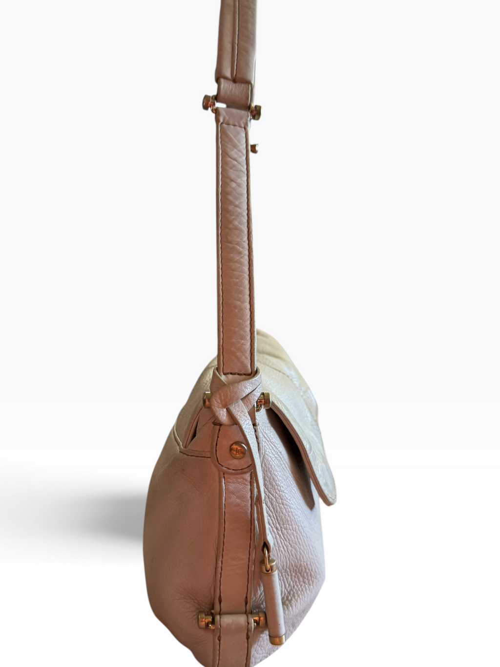 Level 5 Italy White Pebbled Leather Shoulder Bag