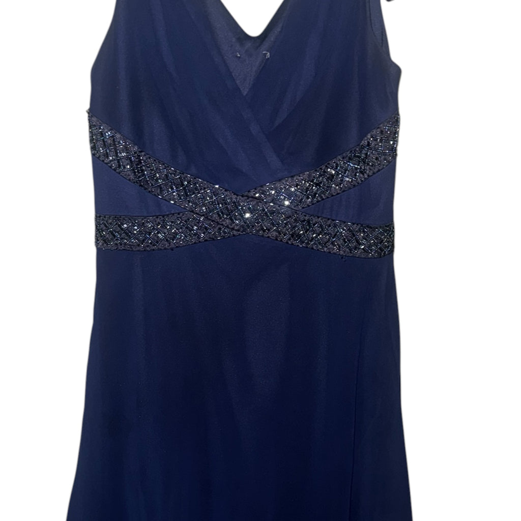 Navy Sleaveless Beaded Dress