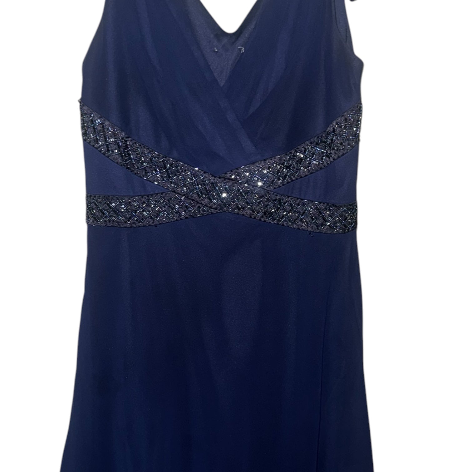 Navy Sleaveless Beaded Dress