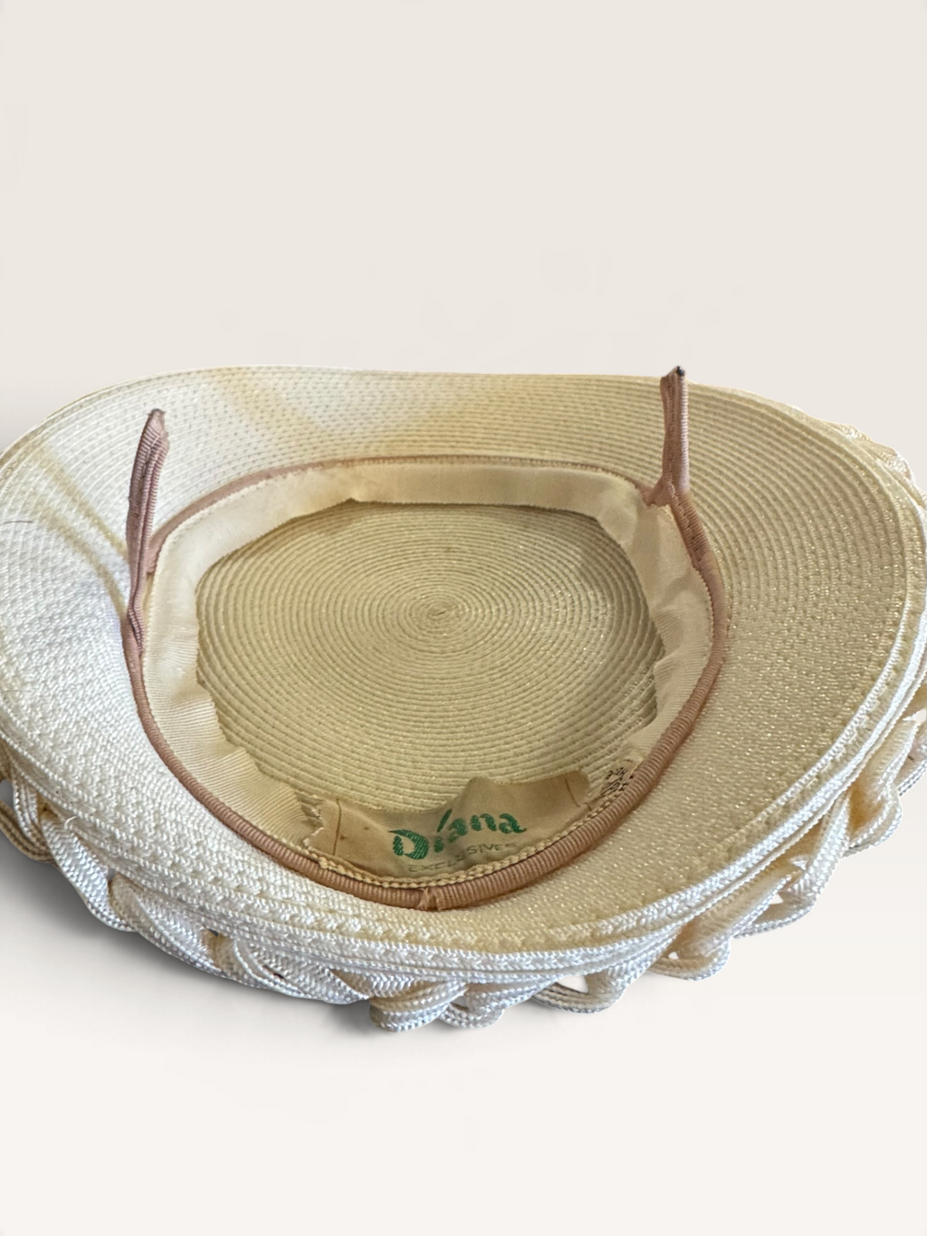 Diana Exclusives Ivory Braided-Trim Dress Hat