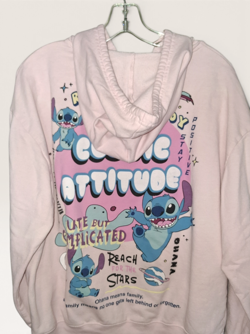 Disney Stitch Pink Cozy Attitude Graphic Zip-Up Hoodie