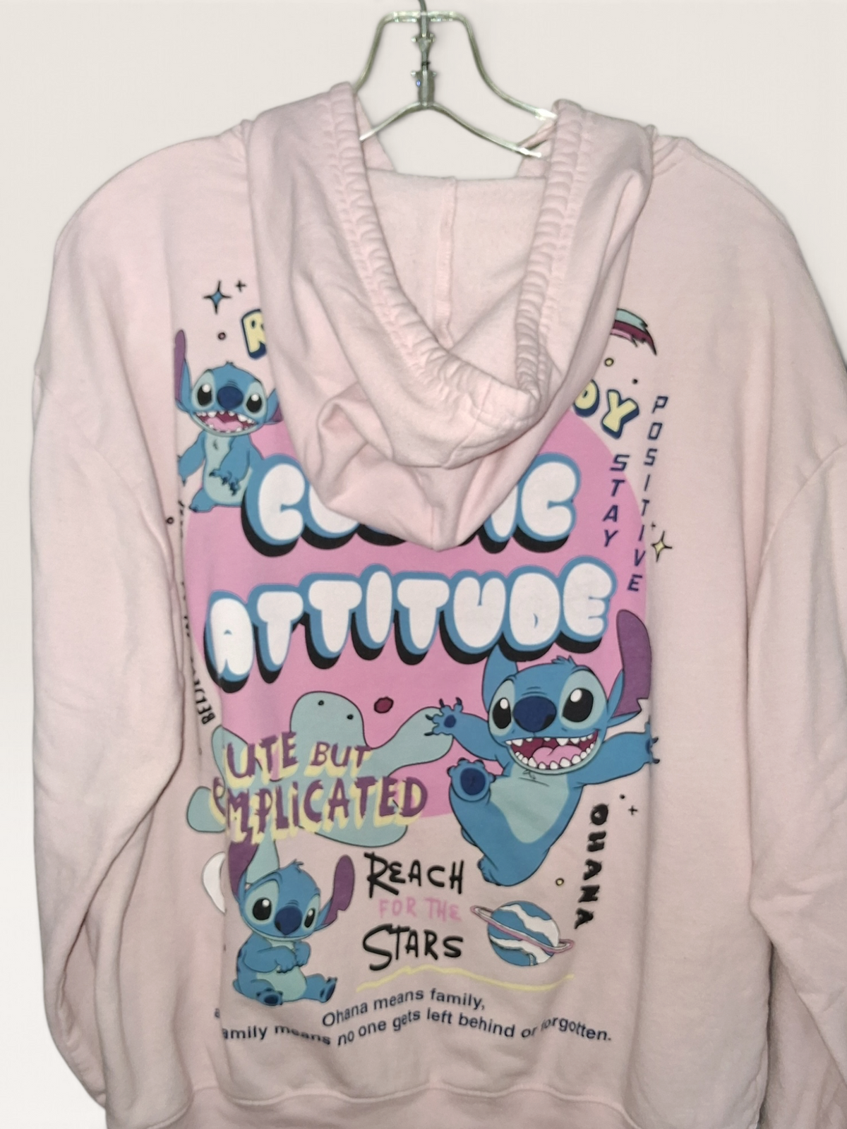 Disney Stitch Pink Cozy Attitude Graphic Zip-Up Hoodie