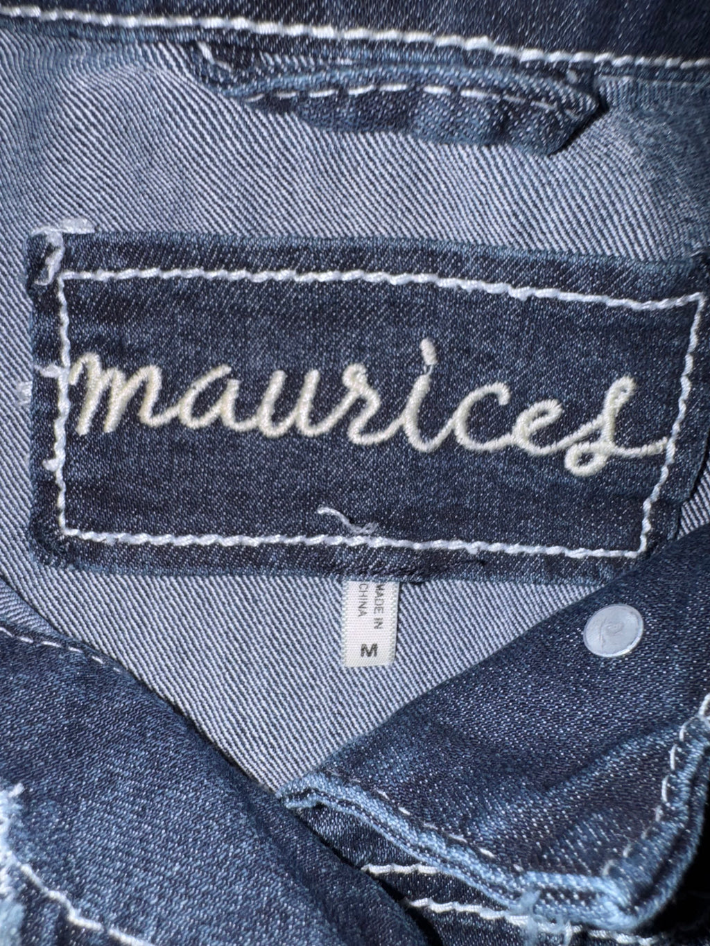 Maurices Dark Wash Contrast-Stitch Denim Jacket