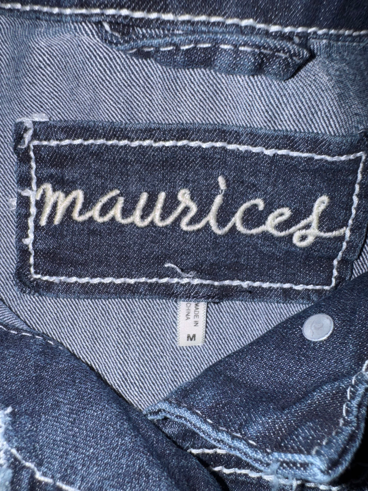 Maurices Dark Wash Contrast-Stitch Denim Jacket