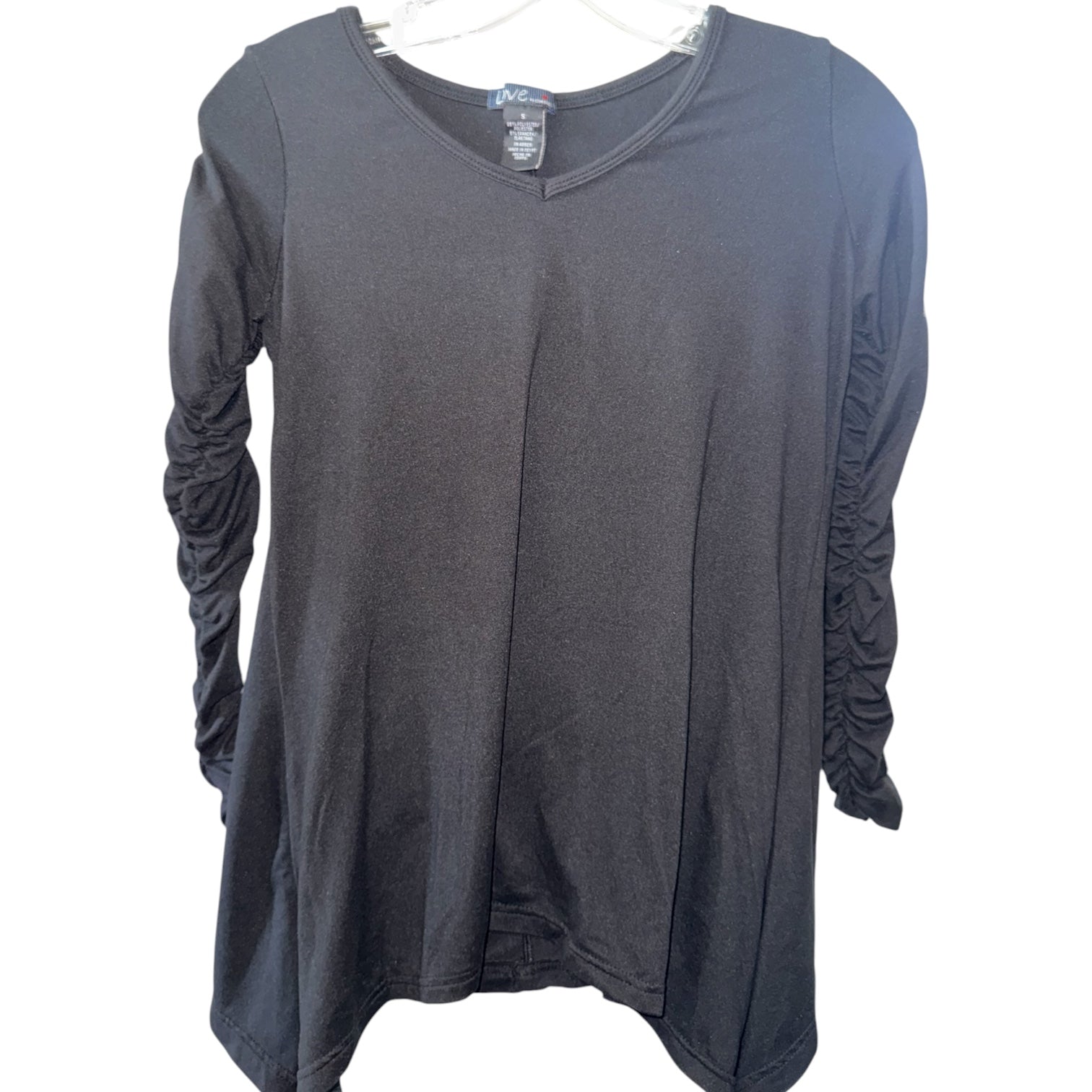Love by Chelsey Ruched Sleeve V-Neck Tunic Top