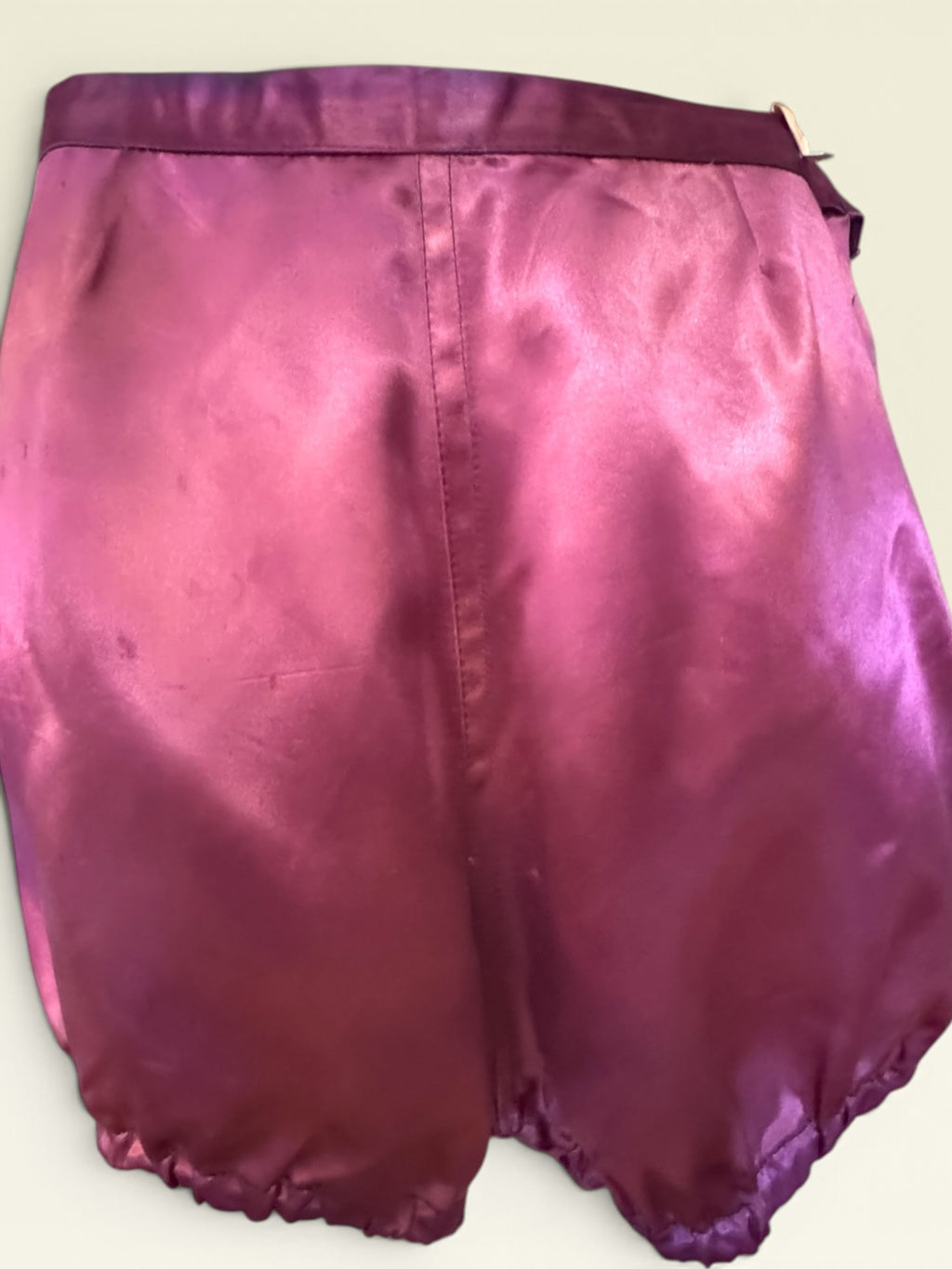 Vintage Magenta Satin Majorette / Baton Twirler Two-Piece Set with Gold Sequins