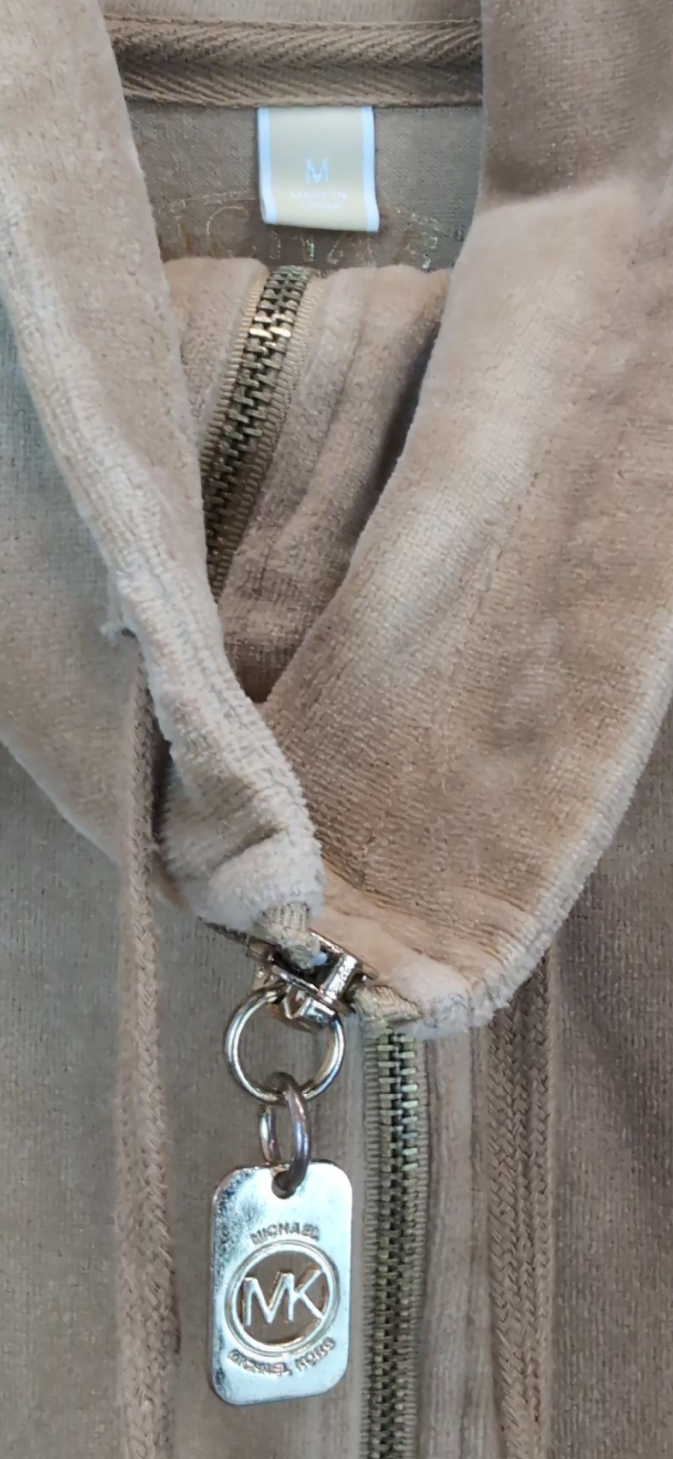 Michael Kors Tan Velour Zip-Up Hoodie & Matching Pants Tracksuit Set