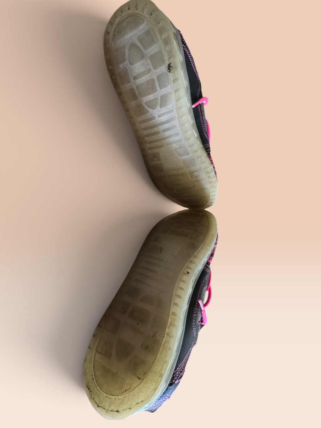 Pink & Black Knit Lace-Up Sneakers