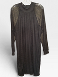NWT Nina Leonard Black Textured Lace Long Sleeve Dress