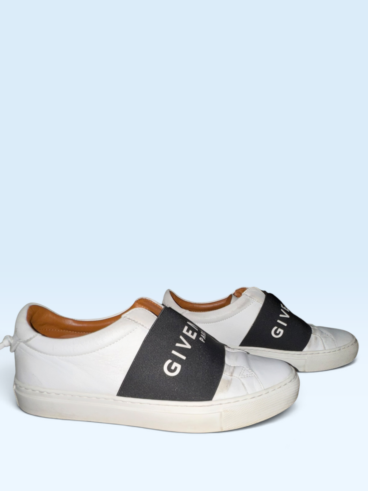 Givenchy Urban Street White Leather Logo Band Slip-On Sneakers