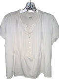 Lands’ End White Pintuck Henley Top