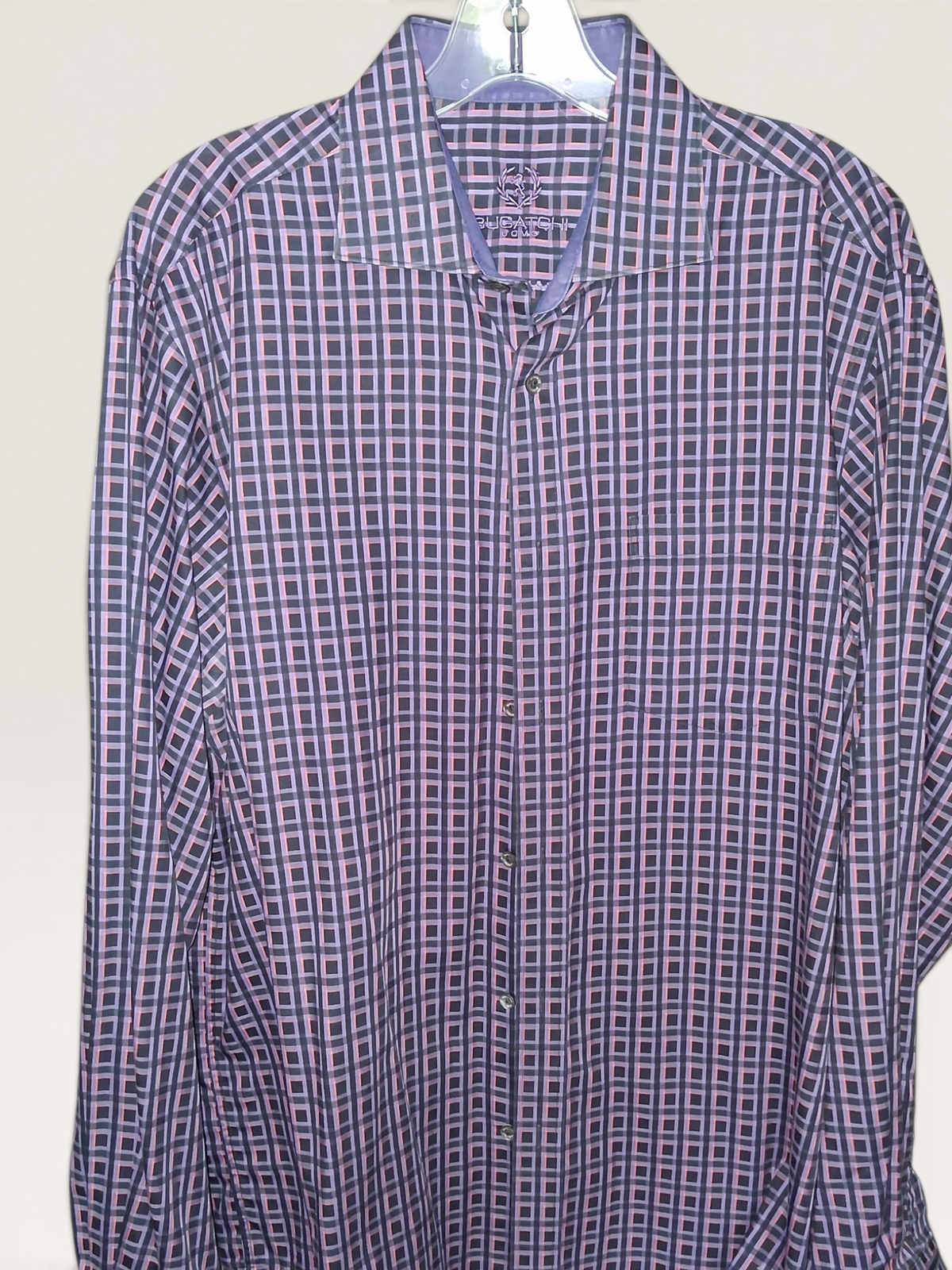 Bugatchi Uomo Purple & Orange Geometric Check Button-Down Shirt