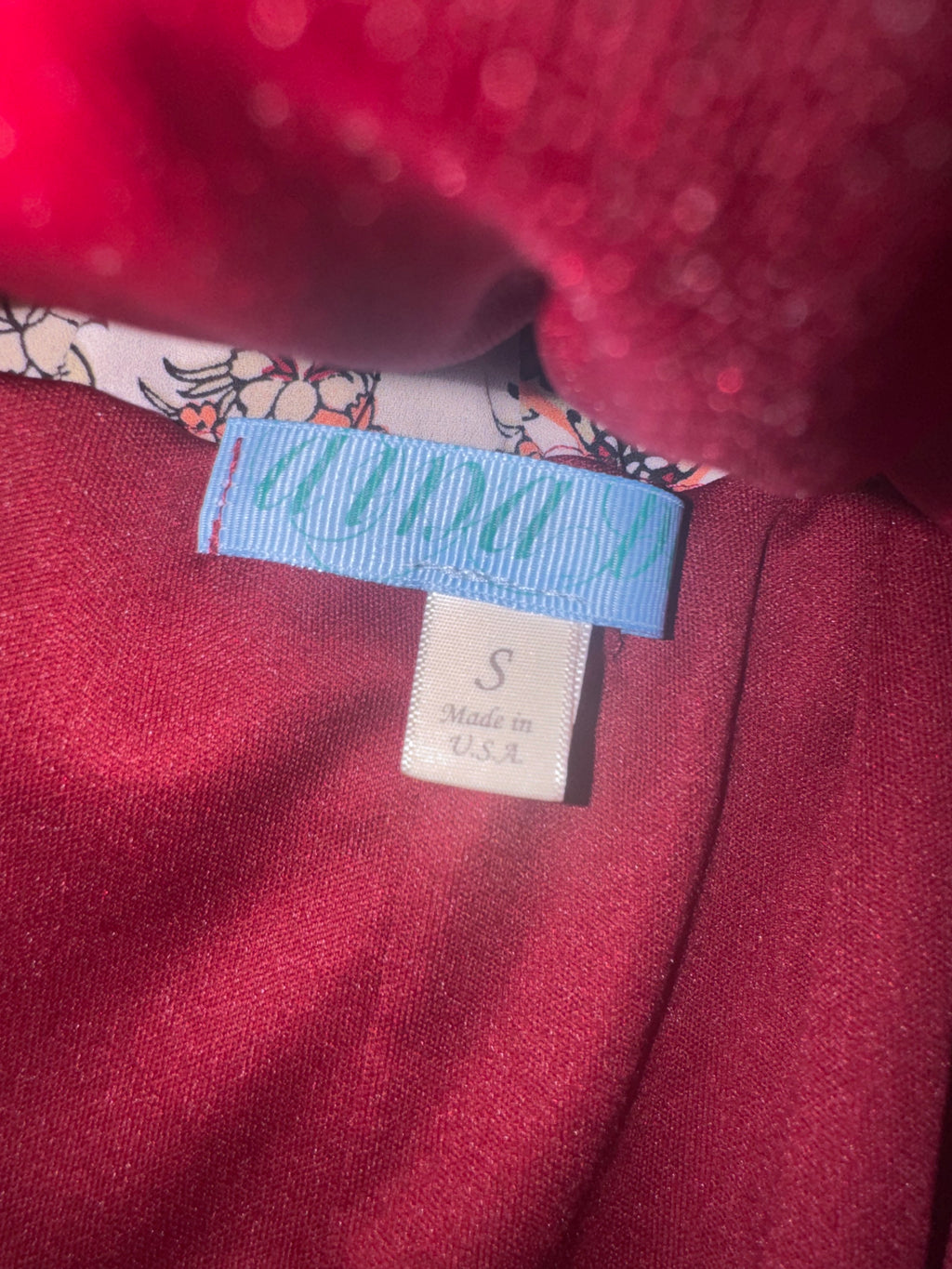 Aida Burgundy & Blush Floral Paperbag Mini Skirt