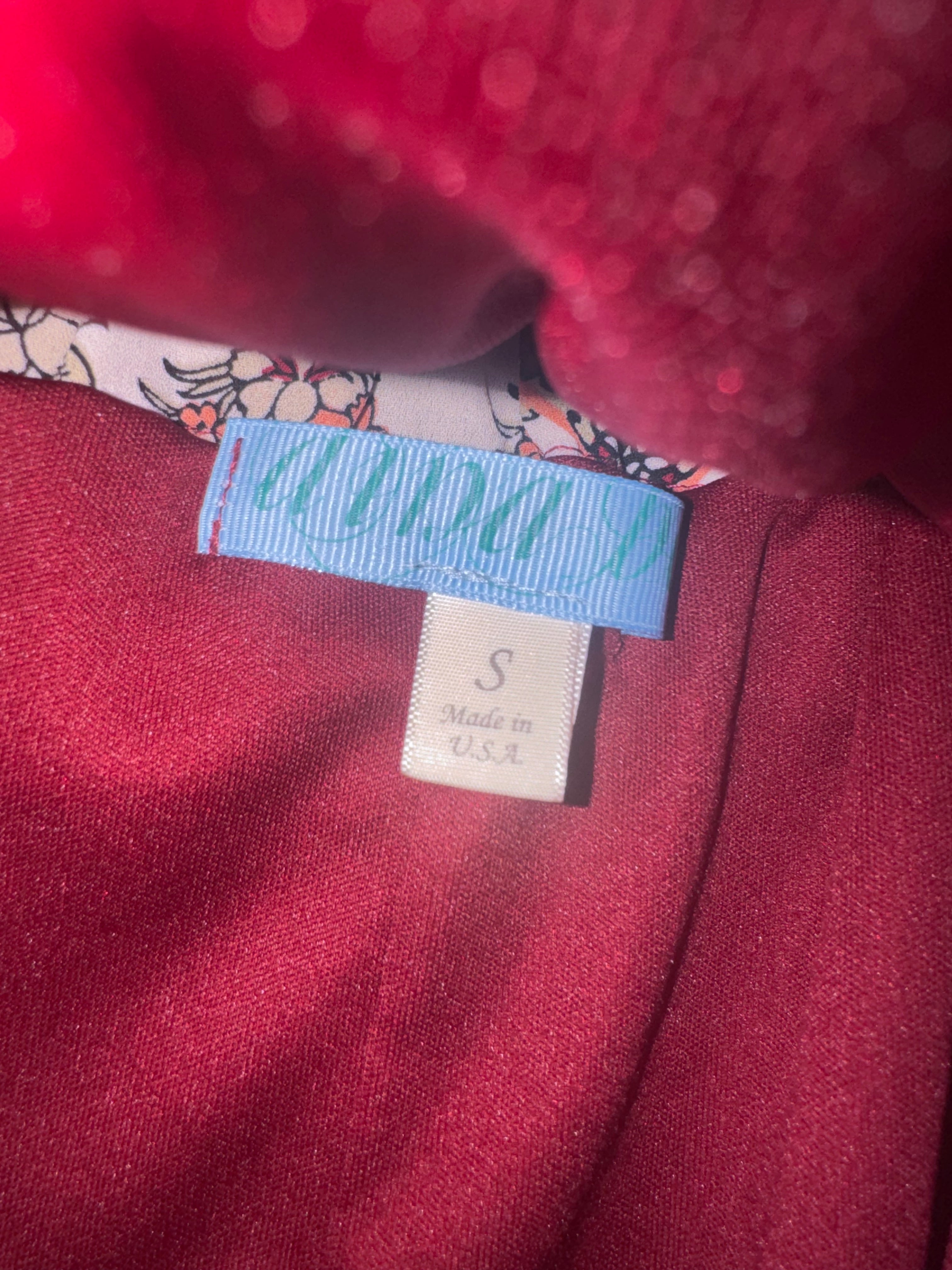 Aida Burgundy & Blush Floral Paperbag Mini Skirt