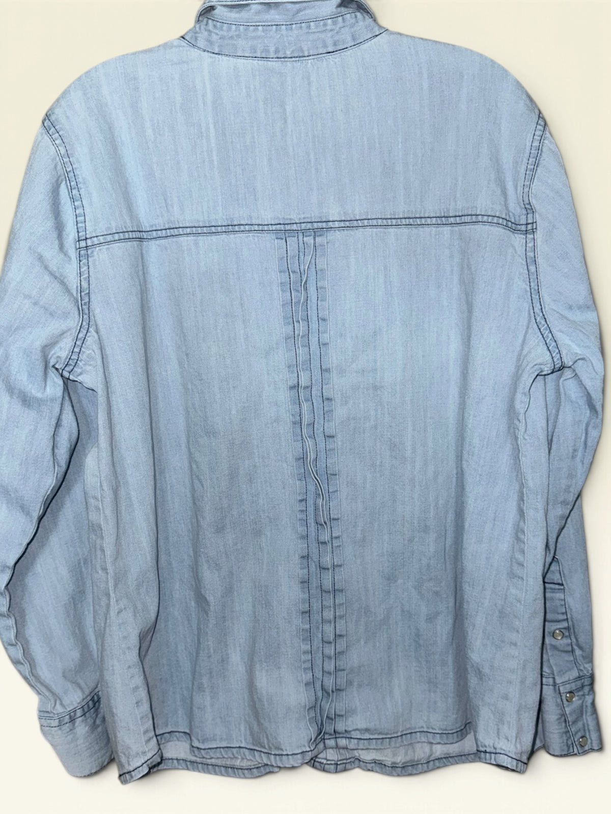 Back in the Saddle Pintuck Pearl-Snap Denim Shirt