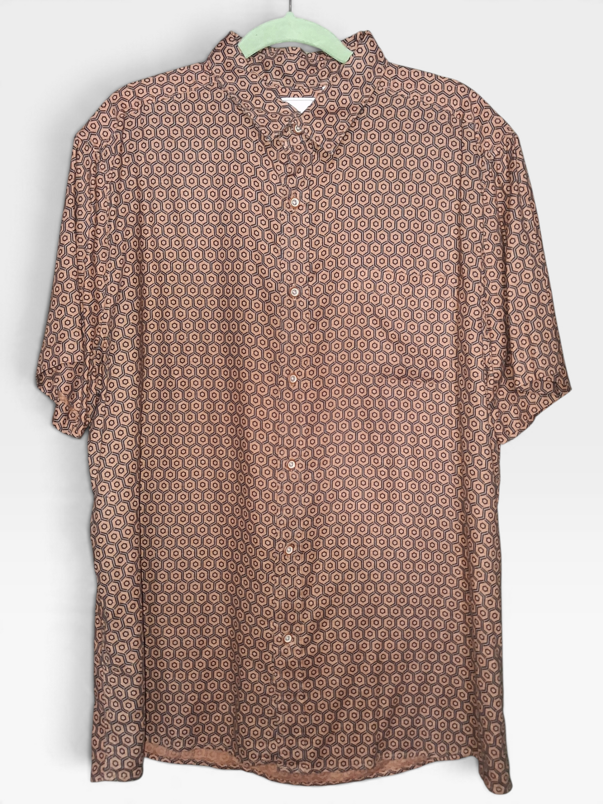 Rown Men's Rust & Black Geometric Print Short Sleeve Shirt