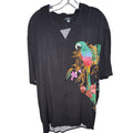 Express Men’s Black Tropical Parrot Short Sleeve Button-Up Shirt