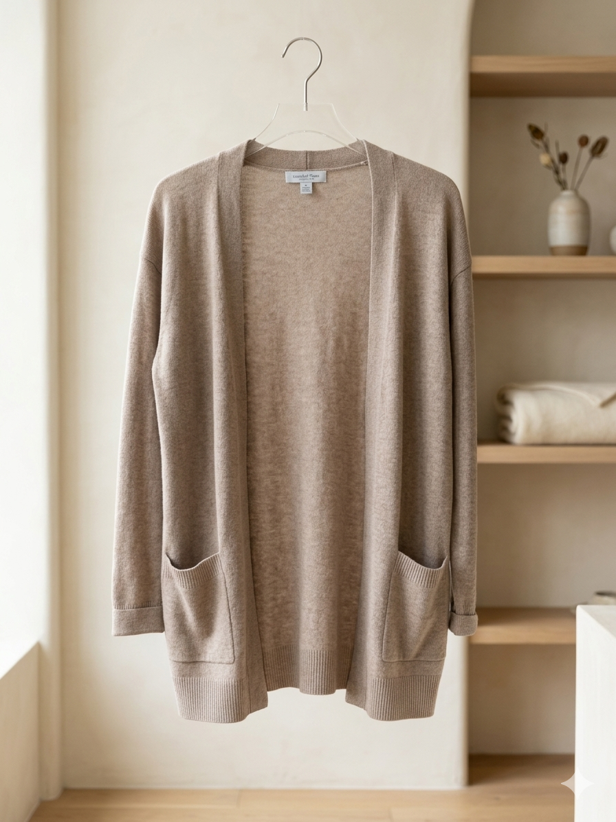 Cashmere Blend Open Front Cardigan