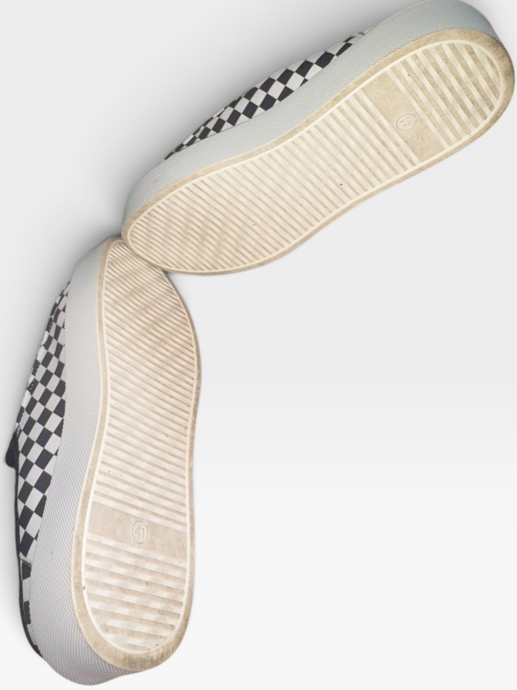 JFANS Black & White Checkered Slip-On Mule Shoes