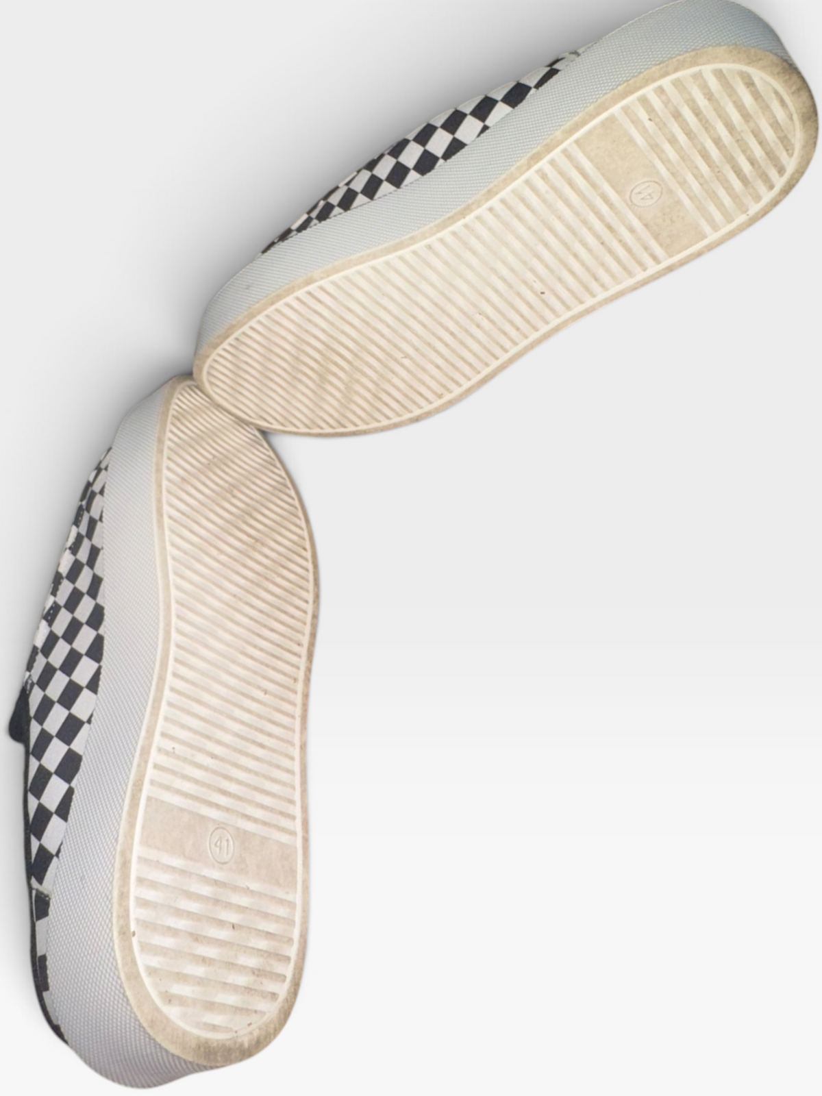 JFANS Black & White Checkered Slip-On Mule Shoes