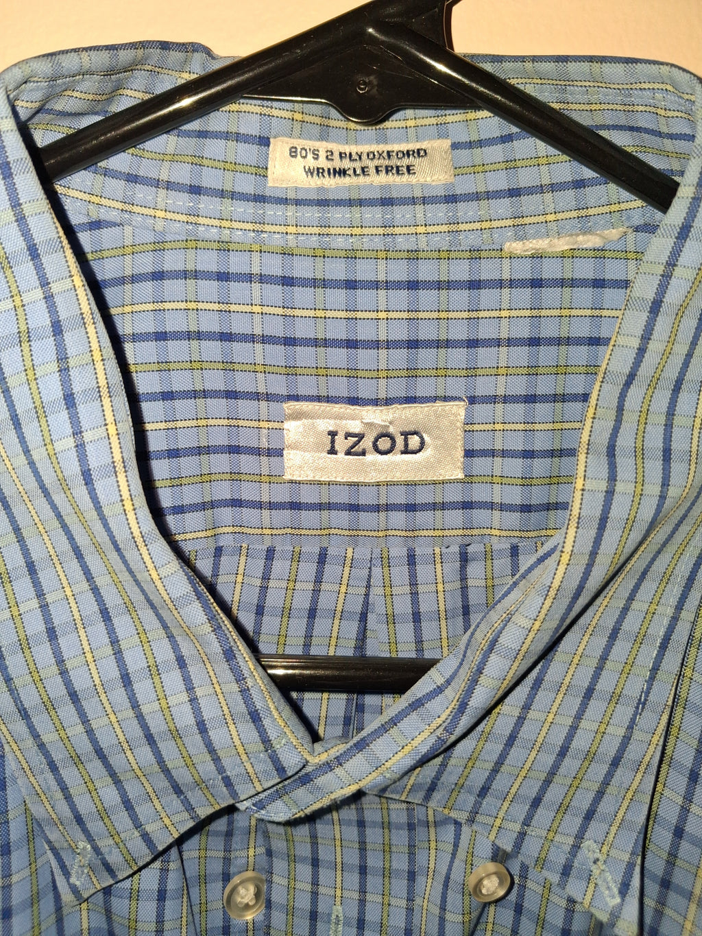 IZOD Blue & Yellow Plaid Wrinkle-Free Oxford Shirt