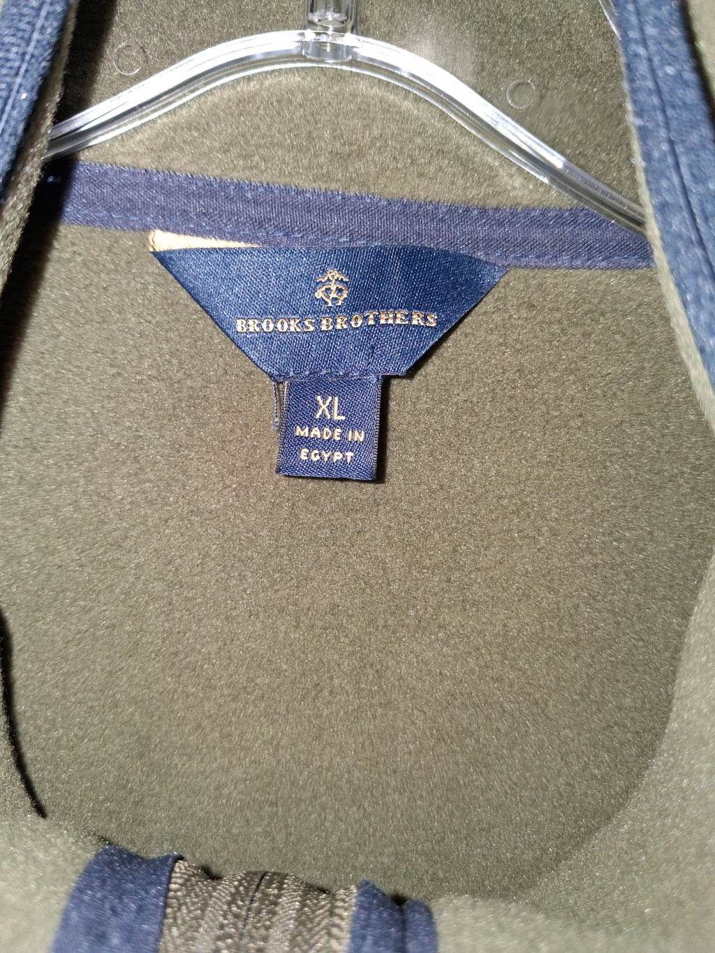 Brooks Brothers Olive Green & Navy Colorblock Fleece Vest