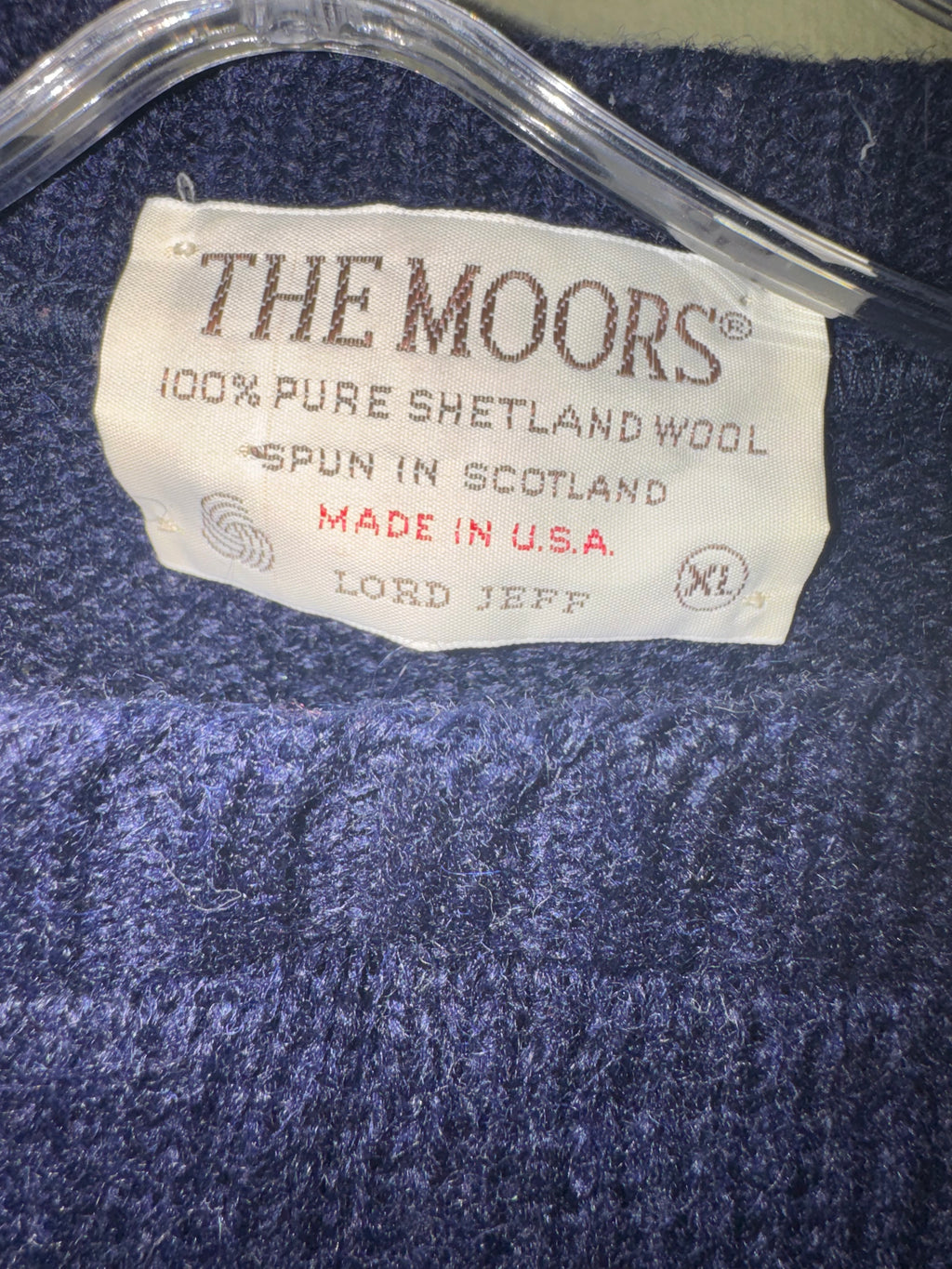 The Moors Navy Shetland Wool Crewneck Sweater