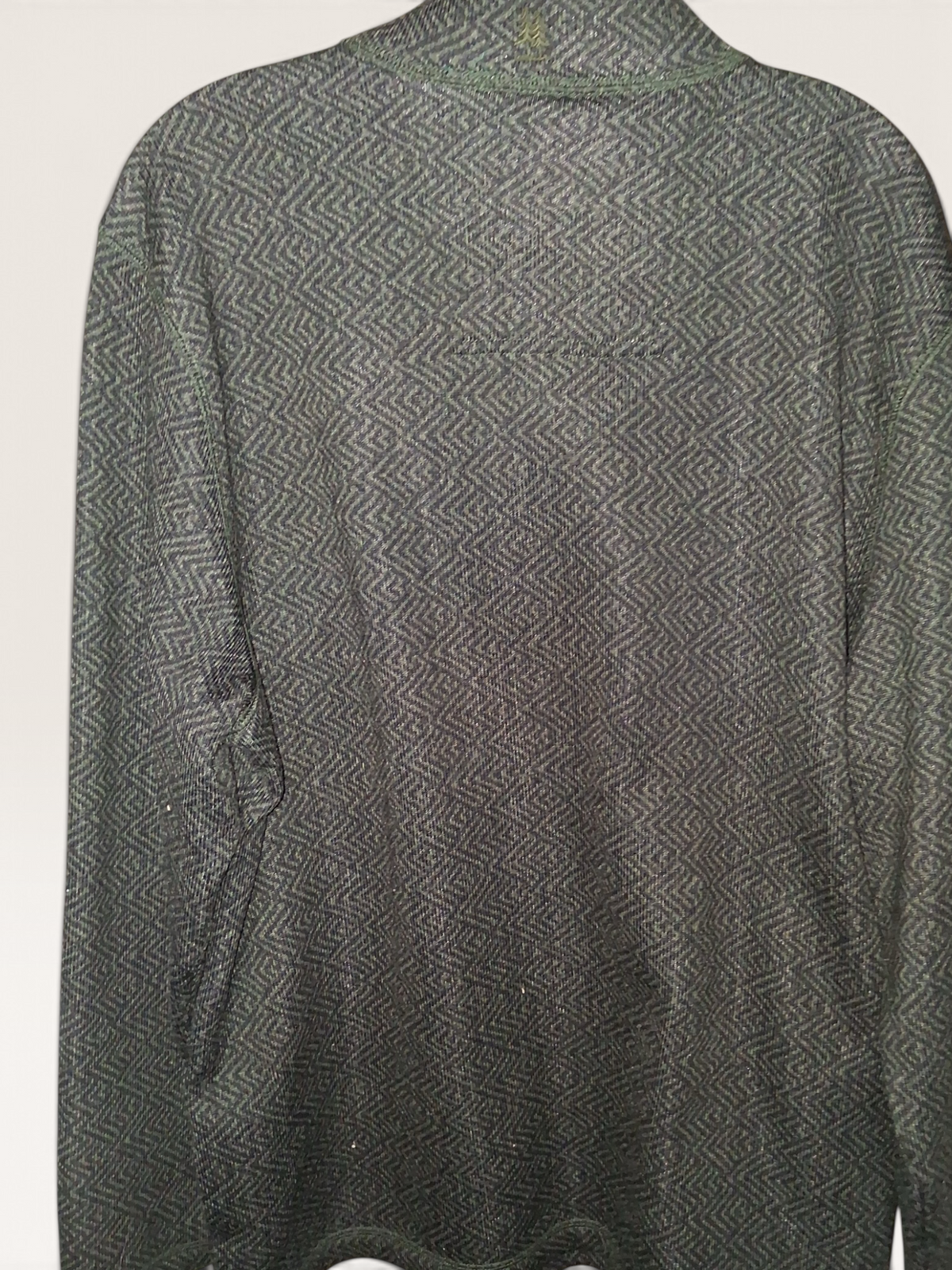 G.H. Bass & Co. Green Herringbone Snap-Neck Pullover